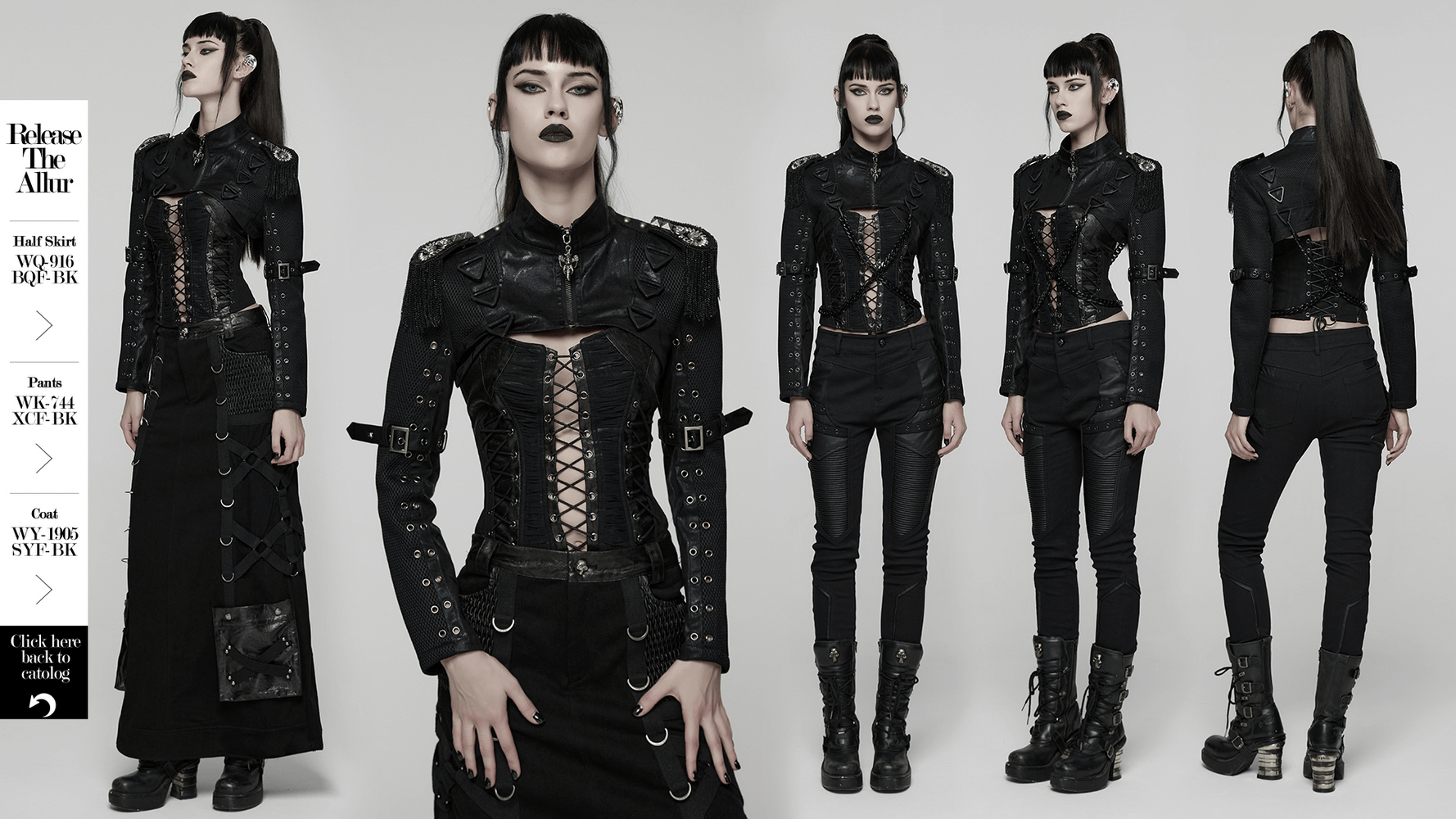 Gothic Black Chain Shrug Cropped Jacket with Punk Lace-Up showcased on model with edgy styling and fierce accessories.