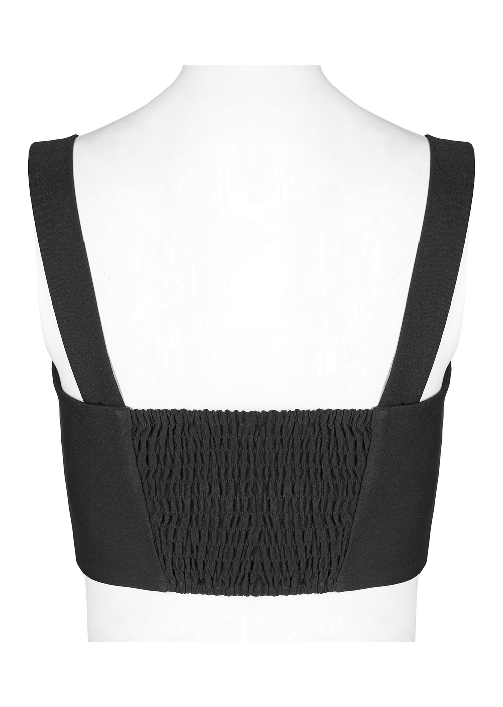 Gothic Black Corset Crop Top with Lace and Buckle
