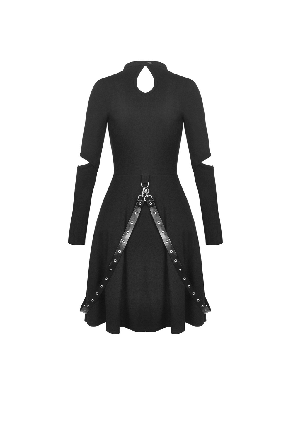 Gothic Black Dress with Faux Leather Corset Detail