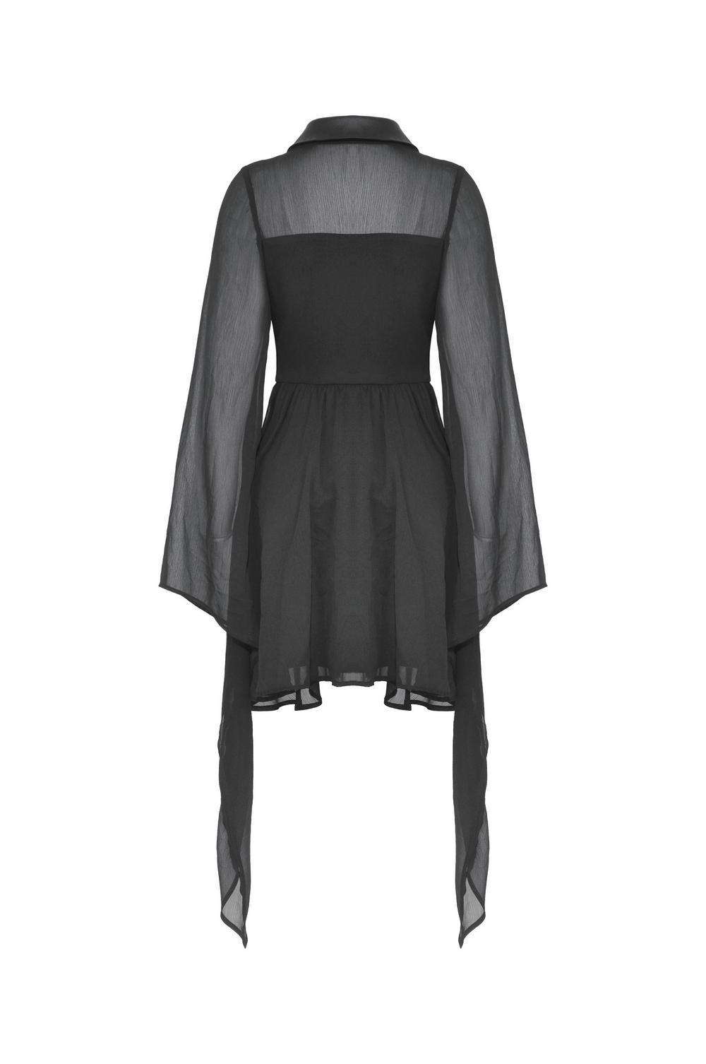 Gothic Black Dress With Lace-Up Detail And Flowy Sleeves