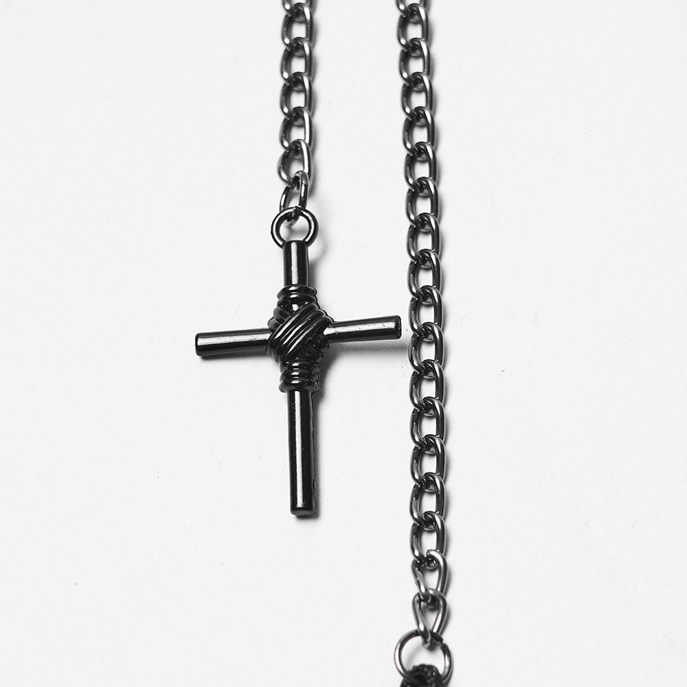 Gothic Black Feather Halo Headdress with Chains on display, showcasing intricate design and unique style.