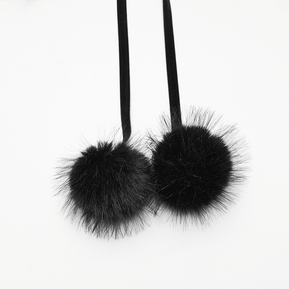 Gothic Black Feather Shoulder Cape with Sequins fluffy pom-poms on straps, adding elegance to your gothic ensemble.