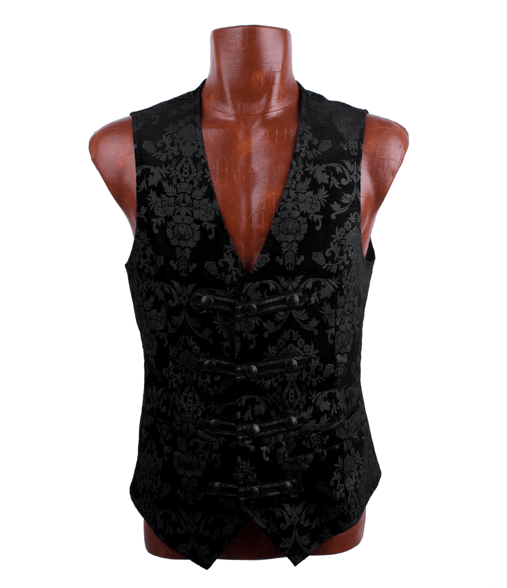 Gothic Black Floral Vest - Victorian Inspired - HARD'N'HEAVY