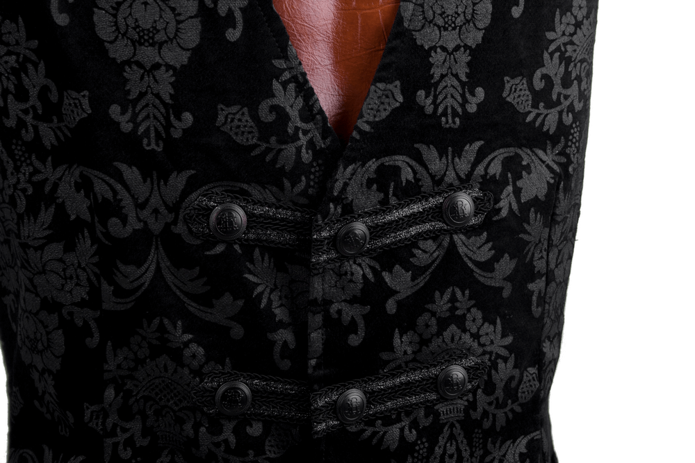 Gothic Black Floral Vest - Victorian Inspired - HARD'N'HEAVY