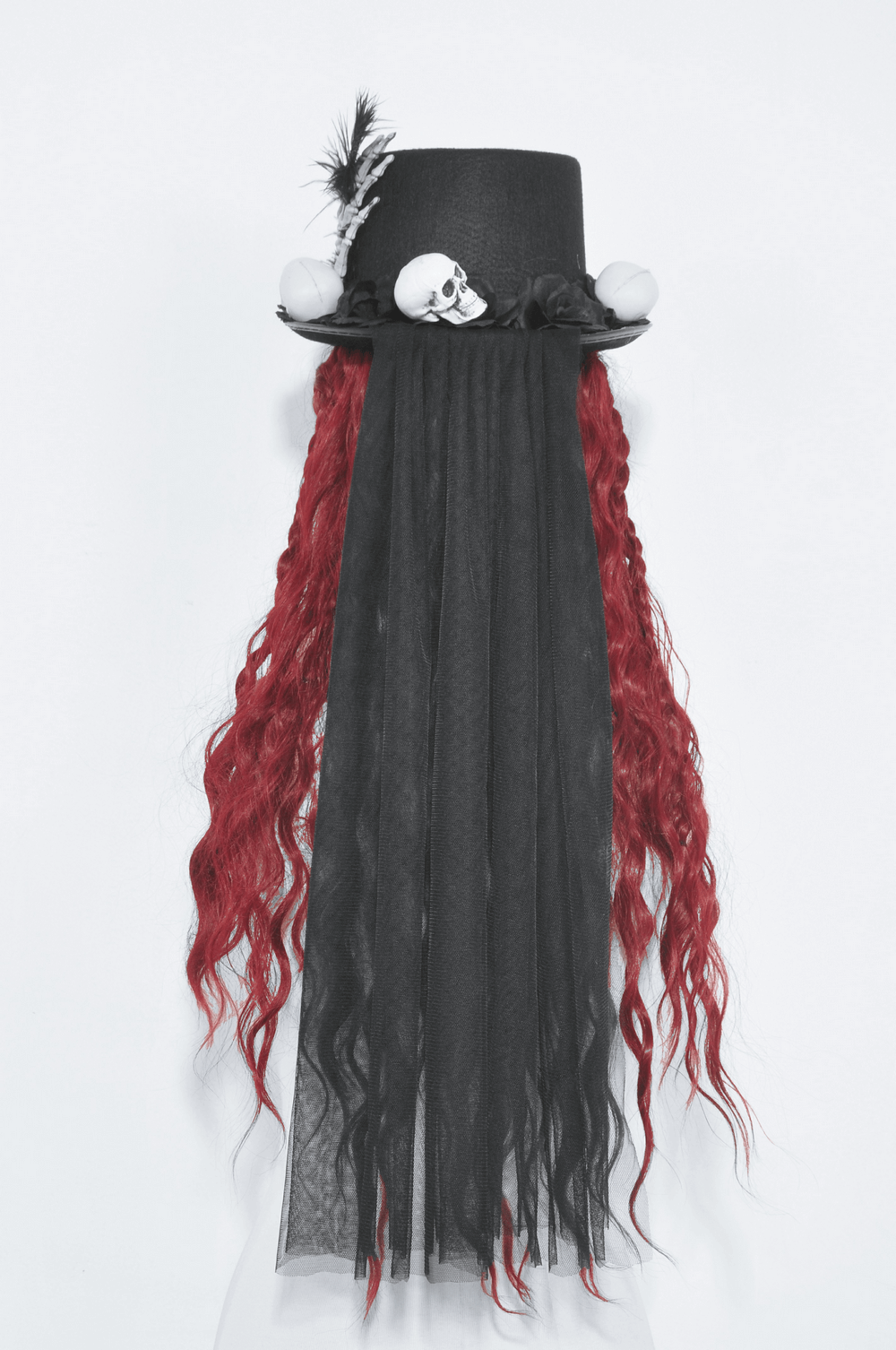 Gothic Black Hat with Skulls and Elegant Veil
