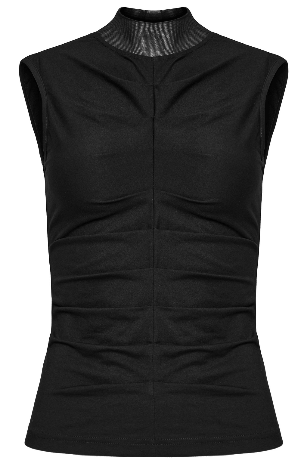 Gothic black high neck top with skeleton pleats, designed for a snug fit and breathability.