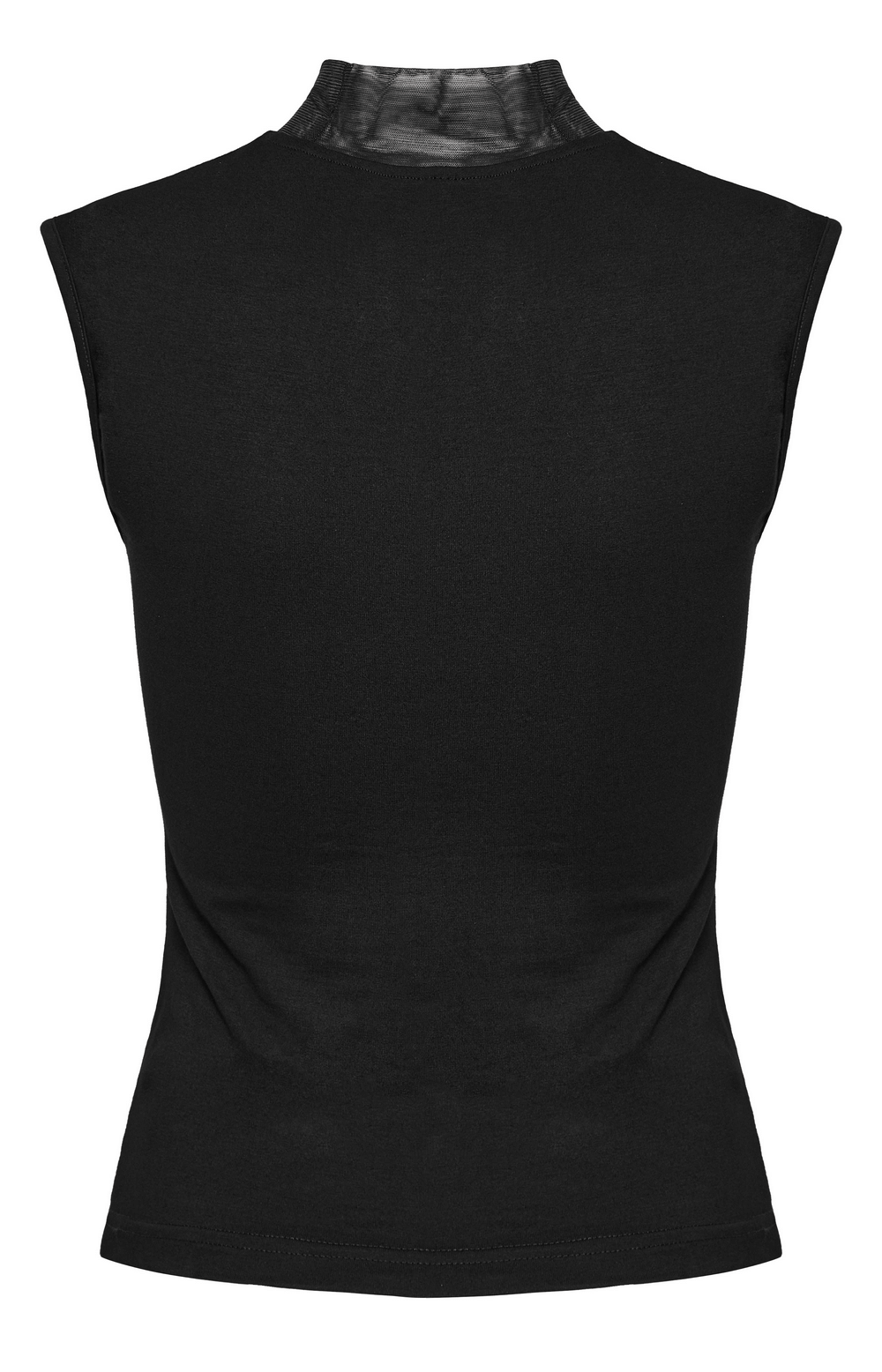 Gothic Black High Neck Top With Skeleton Pleats