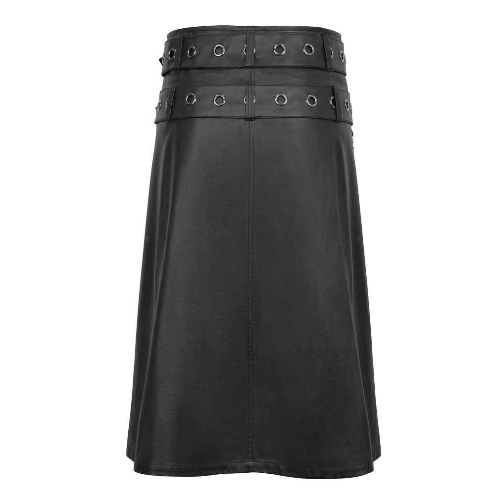 Gothic Black Kilt with Chains and Metal Details