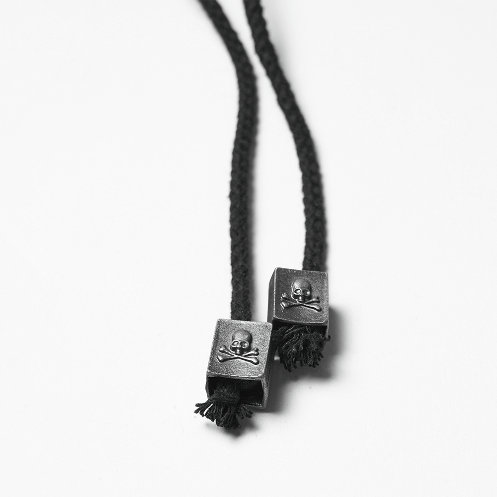 Gothic Black Lace and Rivet Waist Cincher Corset with stylish black skull-tassel lace ends.