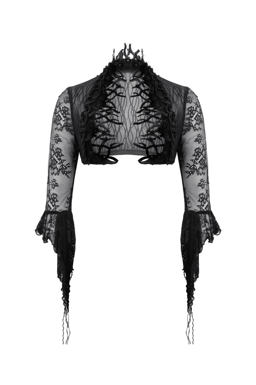 Gothic Black Lace Bolero Shrug with Ruffle Details