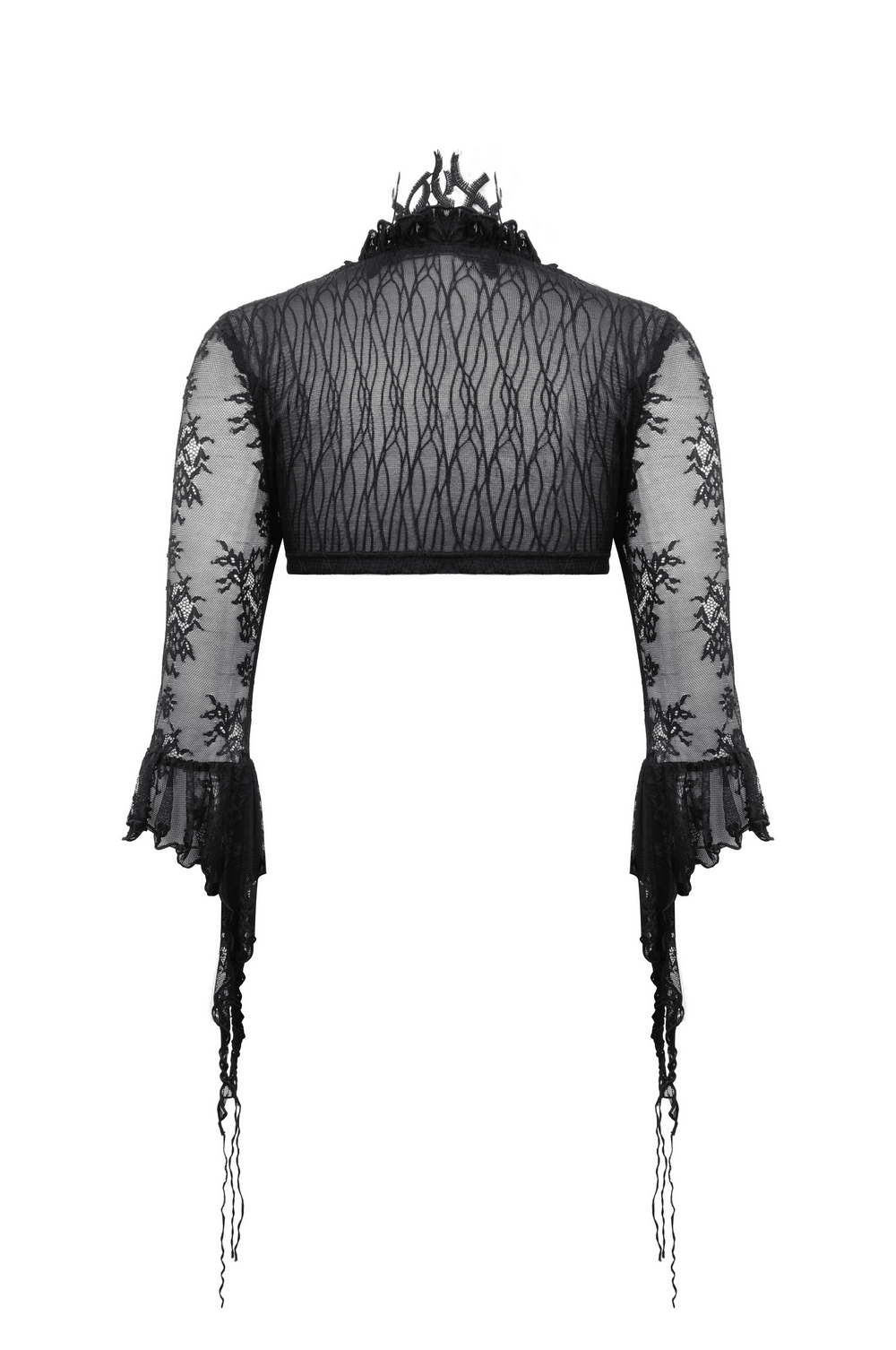 Gothic Black Lace Bolero Shrug with Ruffle Details