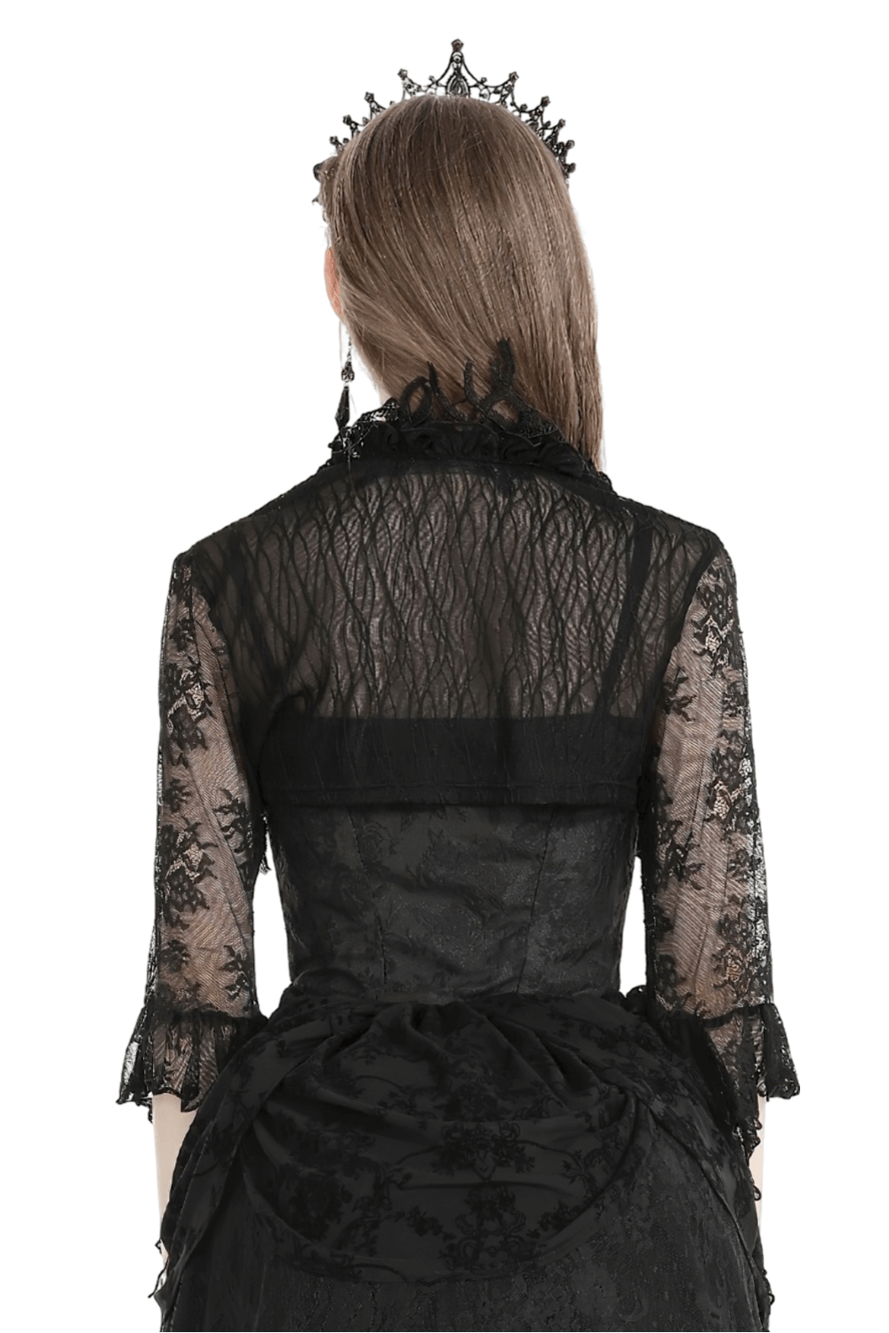 Gothic Black Lace Bolero Shrug with Ruffle Details