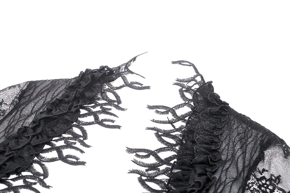 Gothic Black Lace Bolero Shrug with Ruffle Details