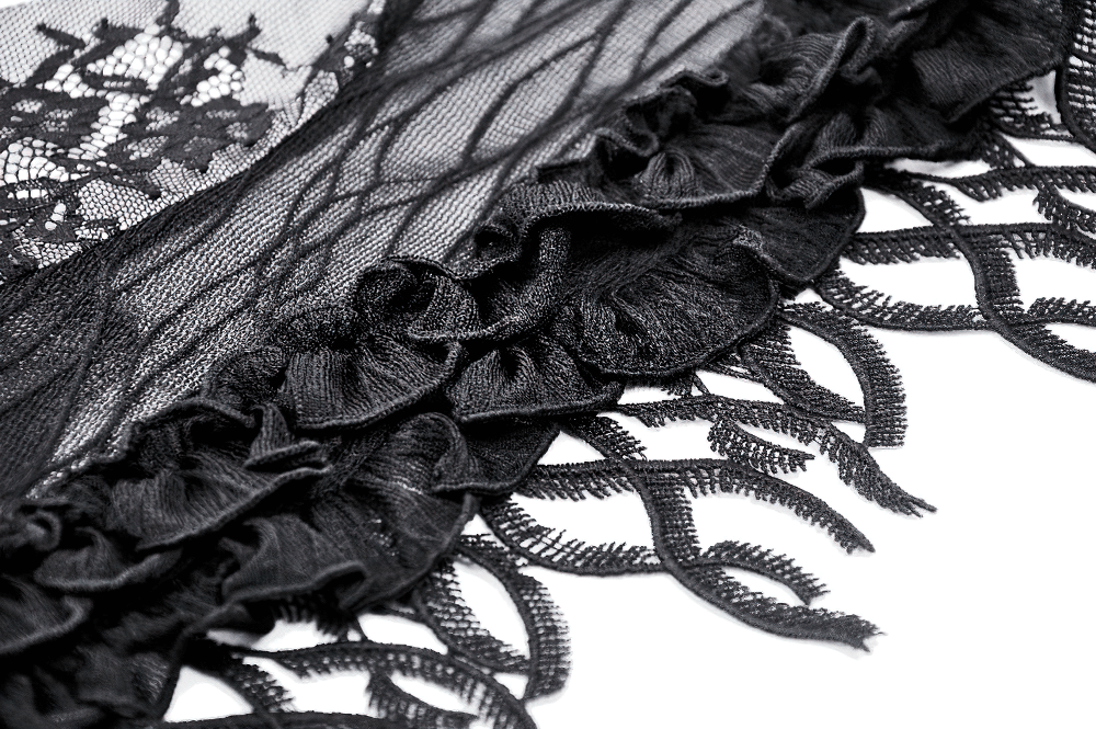 Gothic Black Lace Bolero Shrug with Ruffle Details