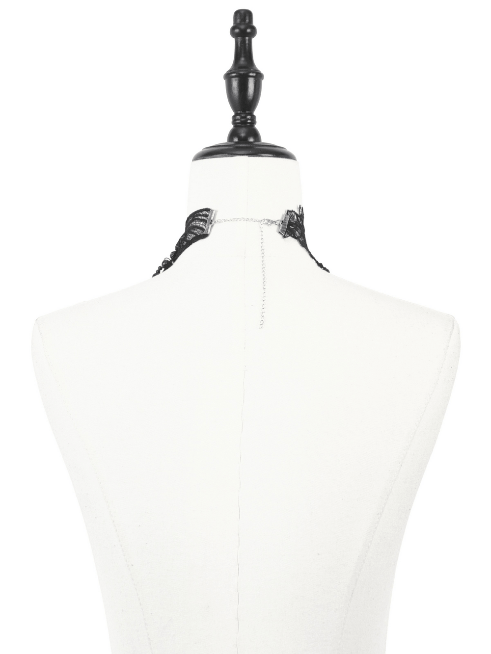 Gothic black lace butterfly choker necklace showcasing intricate design and elegant back detail.