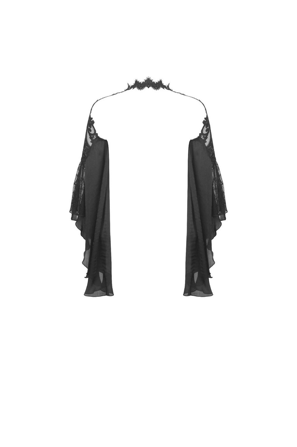 Gothic Black Lace Halter Cape with Bell Sleeves