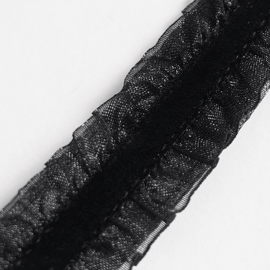 Gothic Black Lace Handbag with Cross and Rose Details close-up showing intricate lace detailing.