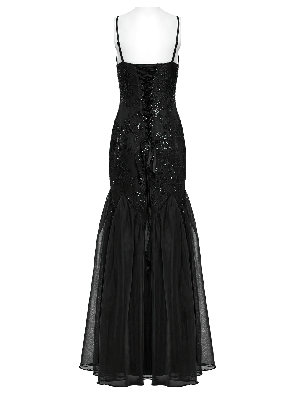 Gothic Black Lace Strapless Maxi Dress with Sequins Gothic Black Lace Strapless Maxi Dress with Sequins