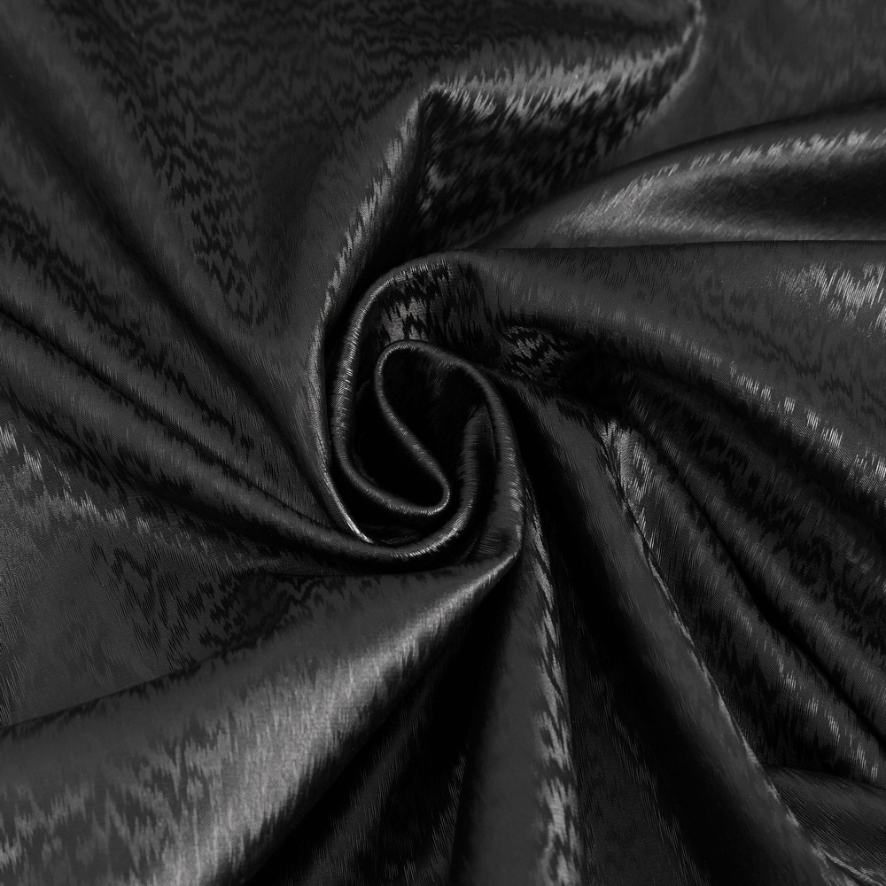 Luxurious black fabric with a subtle sheen, perfect for creating elegant gothic fashion pieces.