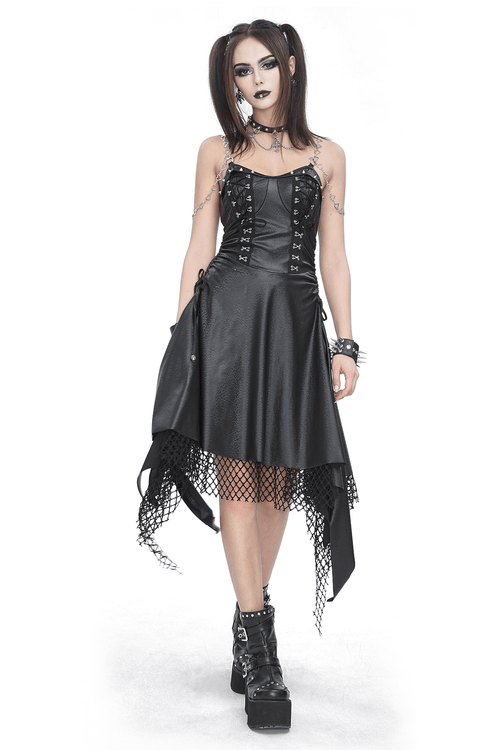 Robe corset gothique noire à lacets avec détail en résille