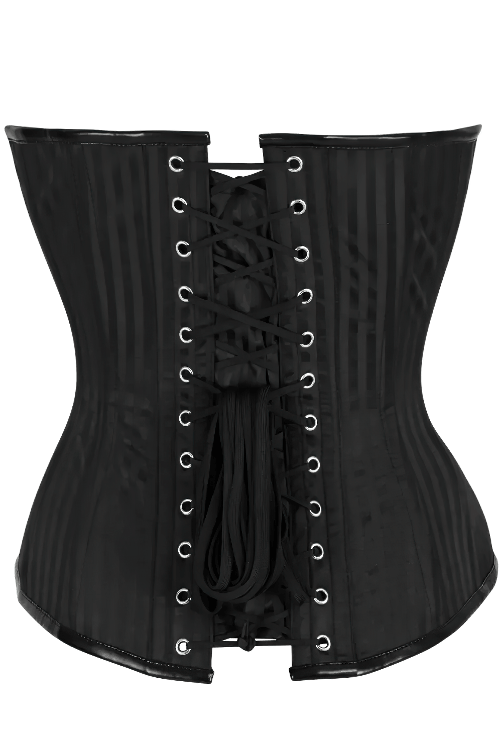 Gothic Black Overbust Corset with Silver Clasp Front Detail, black brocade waist cincher with lace-up back