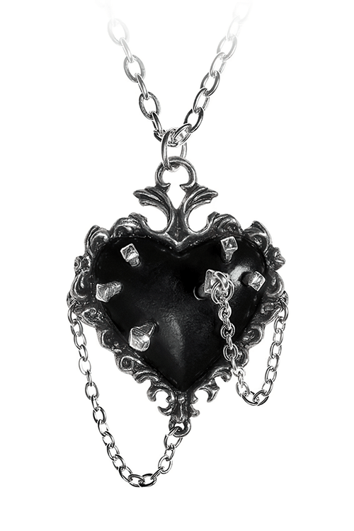 Gothic Black Pewter Voodoo Witches Heart Pendant