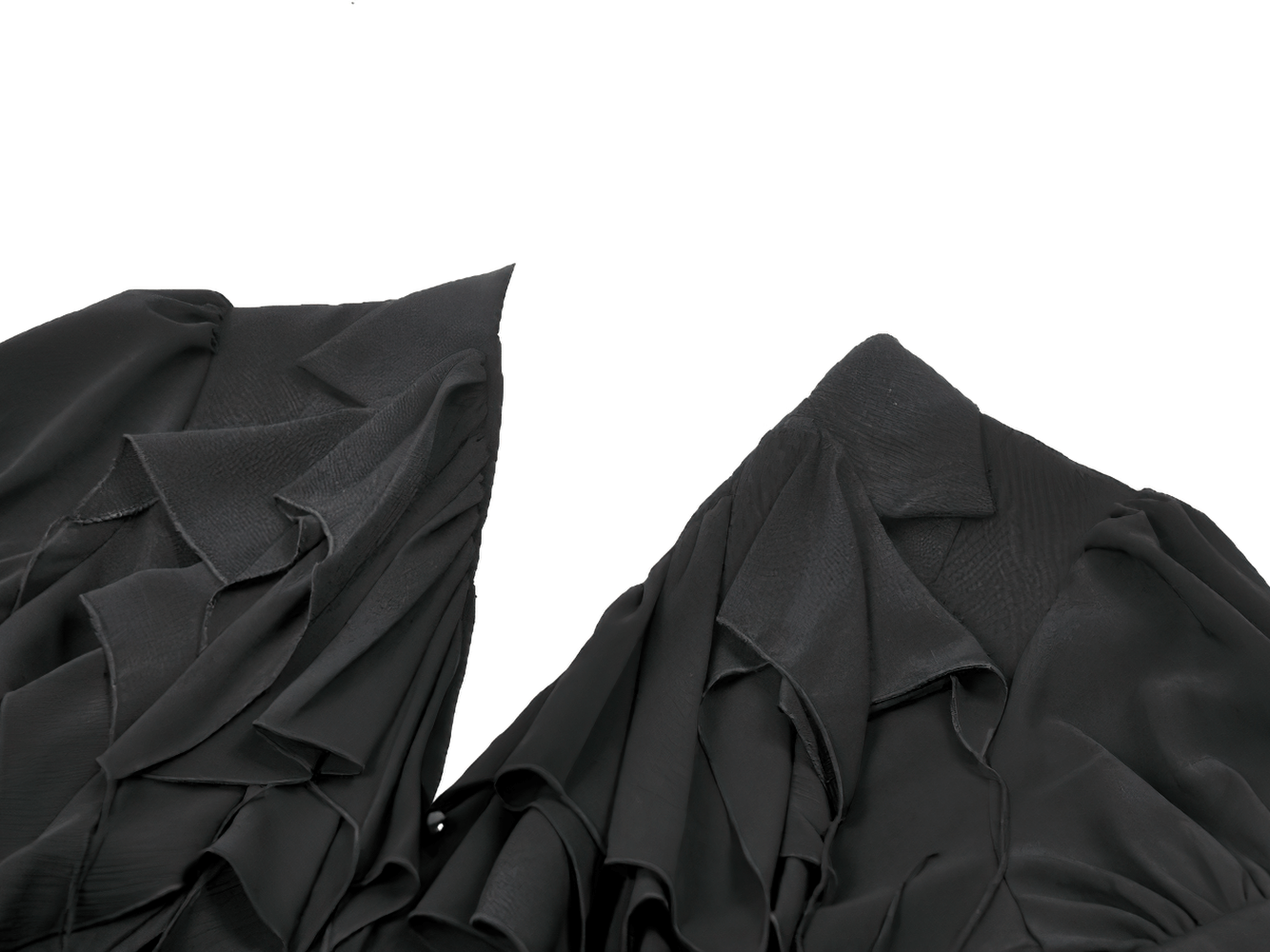 Gothic Black Ruffled Blouse with Corset Lace Back featuring dramatic layered ruffle details.