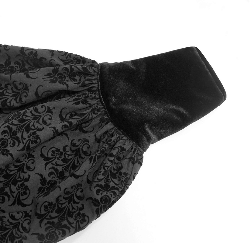 Gothic Black Shirt with Filigree Design / Men's Wide Sleeves Lapel Collar Shirts - HARD'N'HEAVY