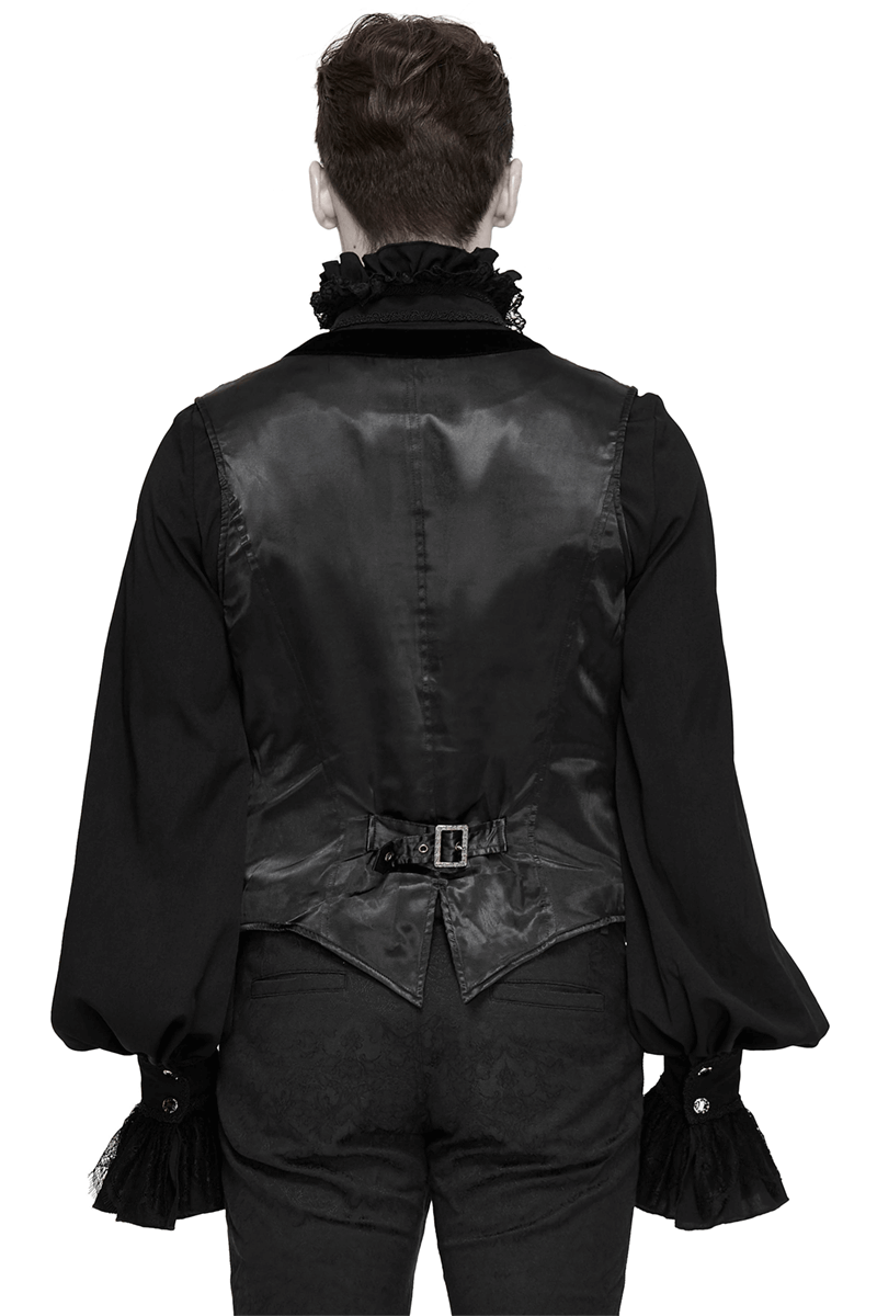 Gothic Black Short Waistcoat For Men / Vintage Male Single Button Waistcoats - HARD'N'HEAVY