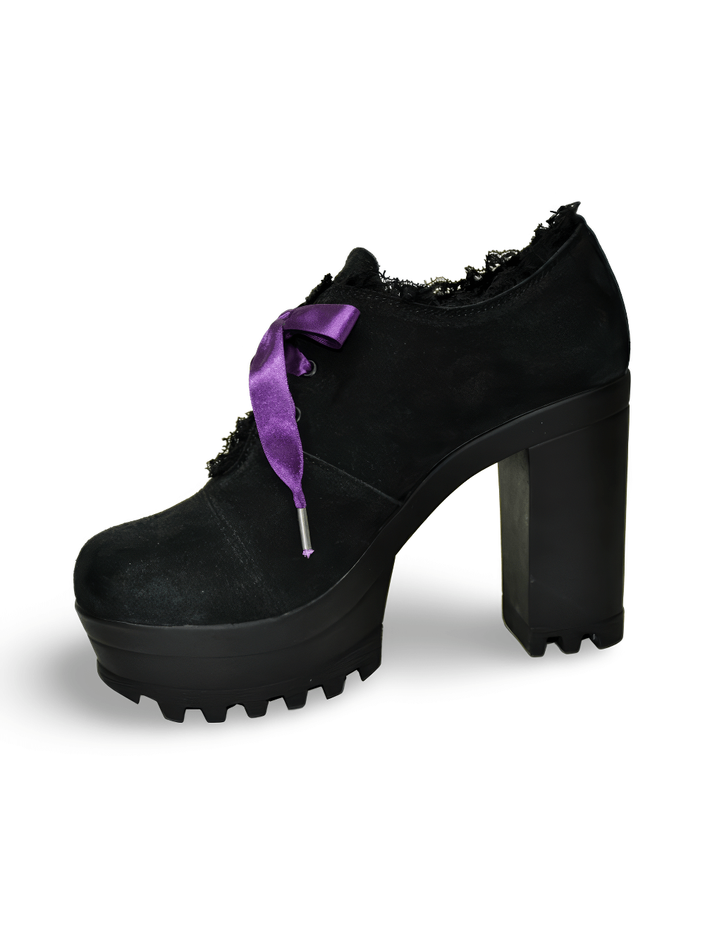 Gothic Black Suede Wedges Booties with Microfiber Insole