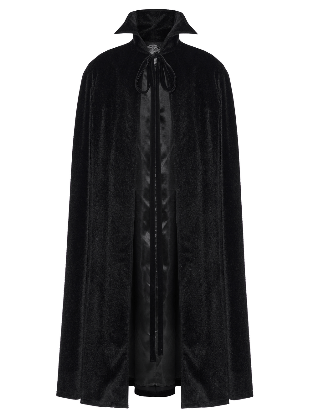 Elegant gothic black vampire cape with a 3D bat collar, perfect for dark night costumes and spooky occasions.