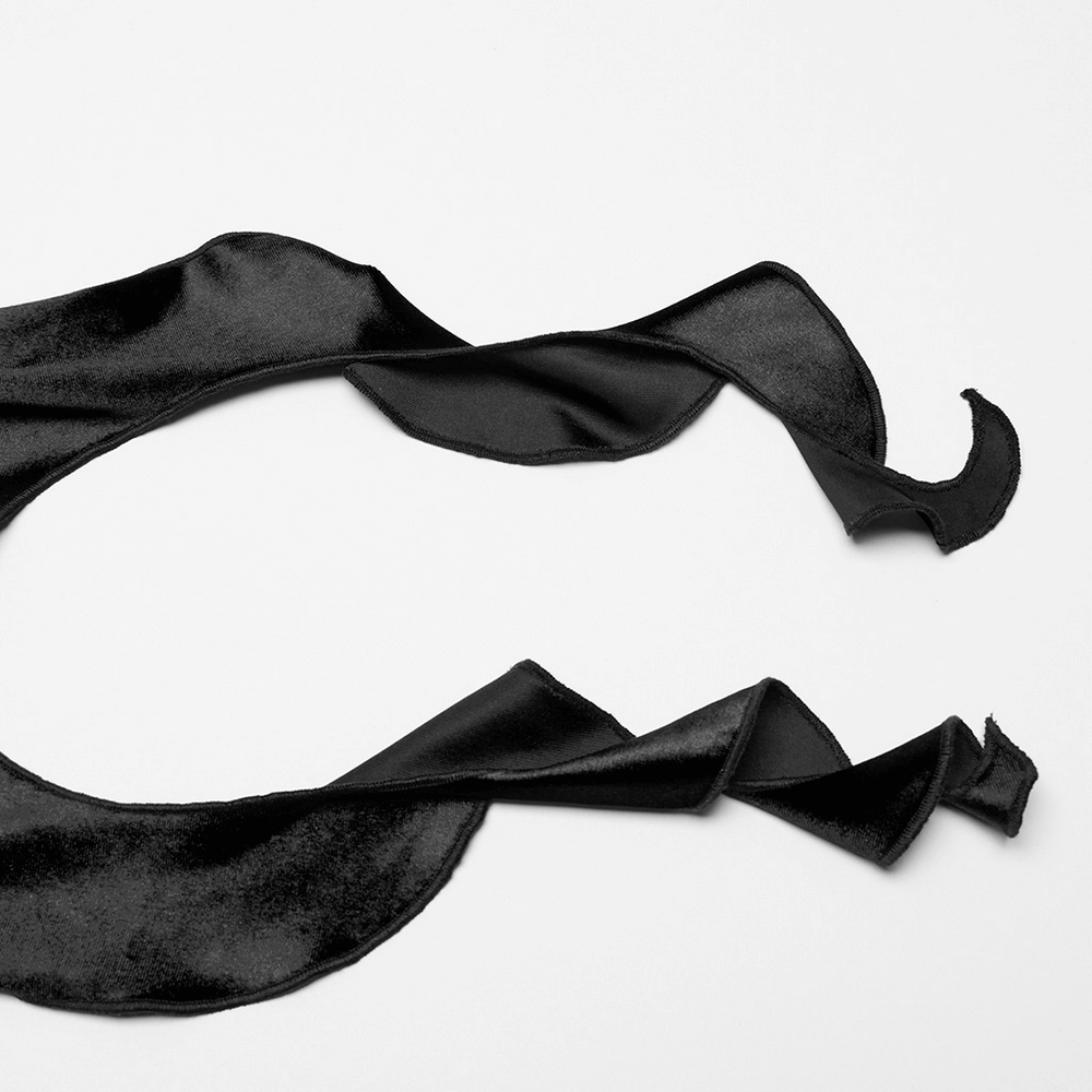 Elegant black satin ribbon elegantly twisted, perfect for gothic fashion accents and accessories.