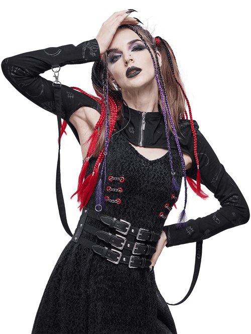 Gothic Bone Bedruckter Reißverschlussumhang / Damen-Trägerbolero mit Schnürung hinten