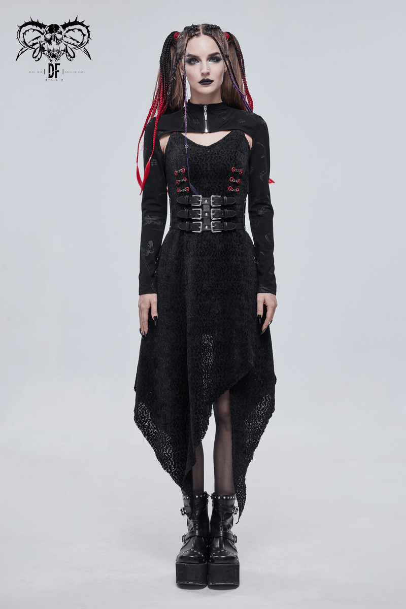 Gothic Bone Printed Zipper Cape / Women's Strappy Bolero with Lacing at the Back - HARD'N'HEAVY