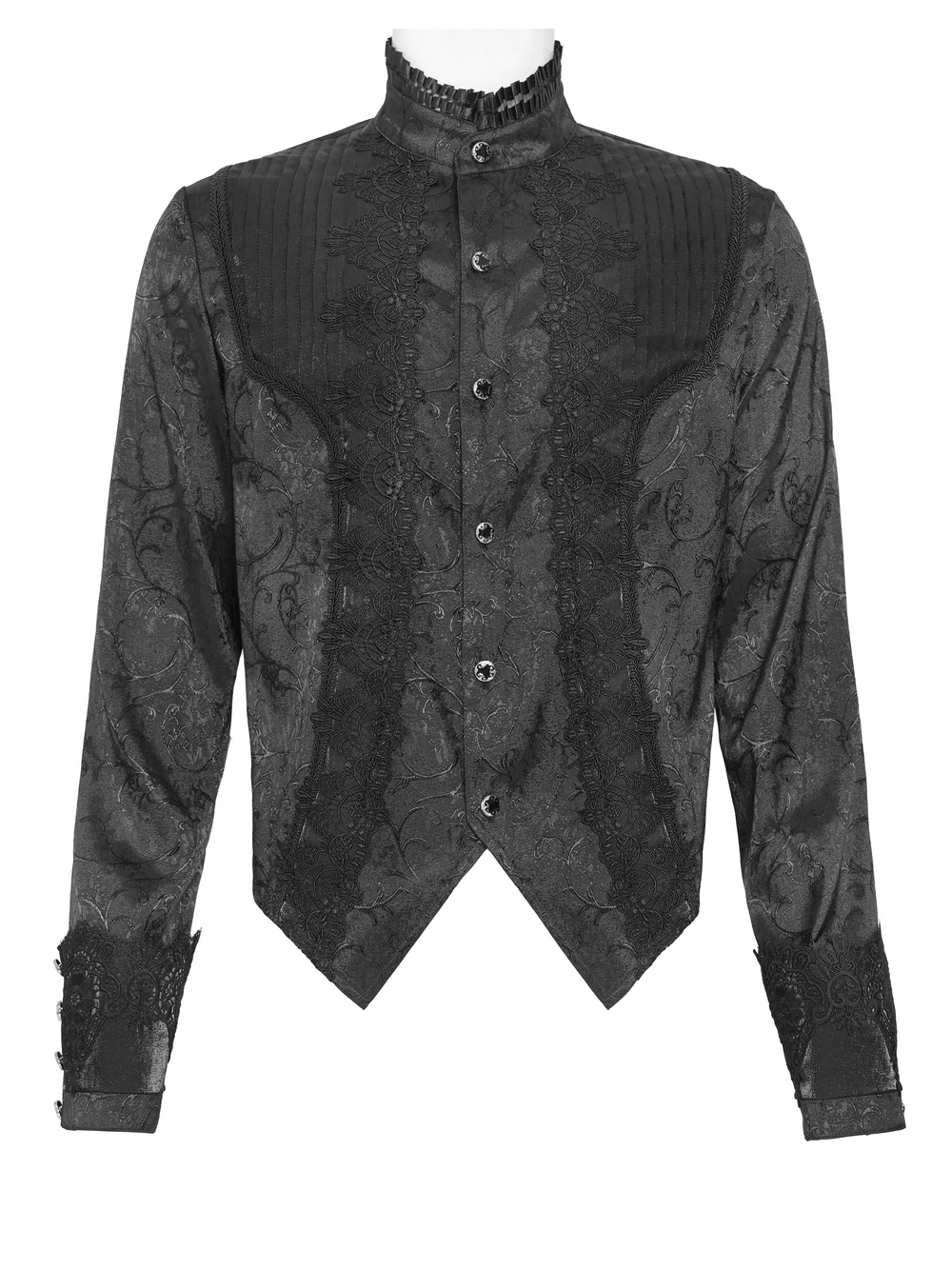 Gothic Brocade Tailcoat Shirt With Lace Details