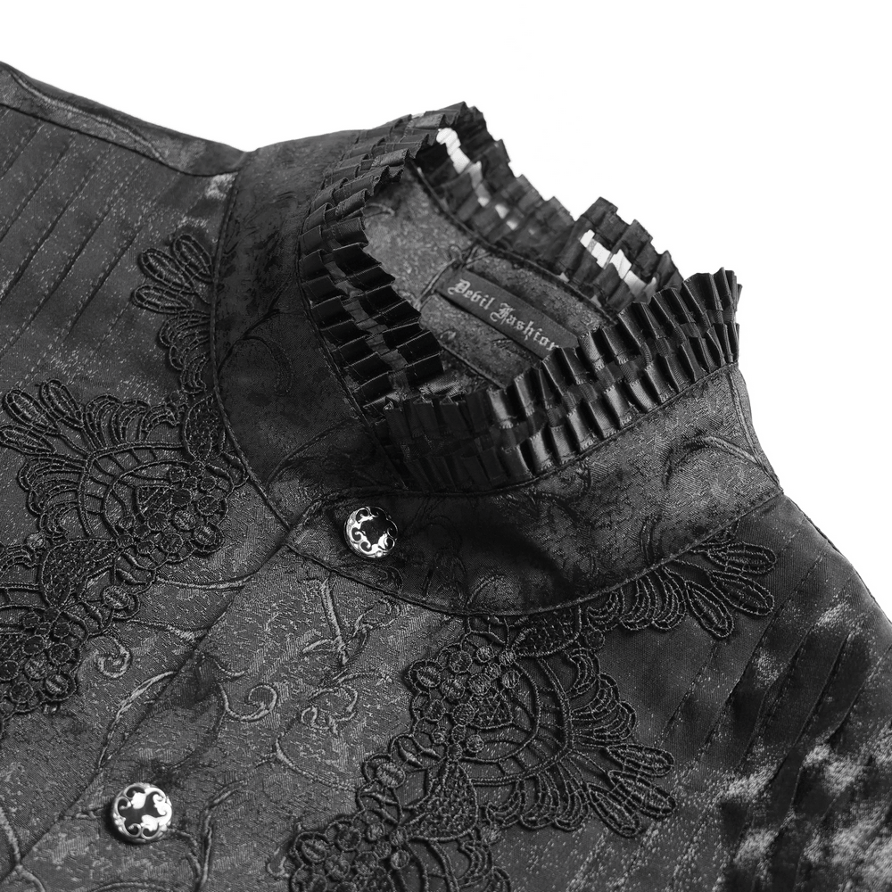 Gothic Brocade Tailcoat Shirt With Lace Details