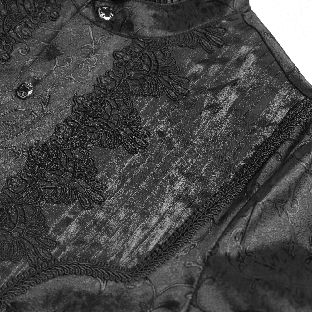 Gothic Brocade Tailcoat Shirt With Lace Details