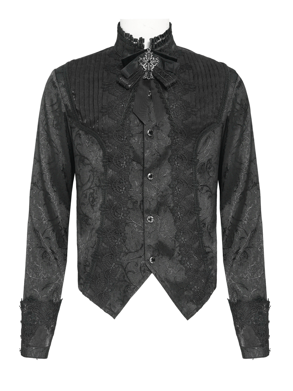 Gothic Brocade Tailcoat Shirt With Lace Details