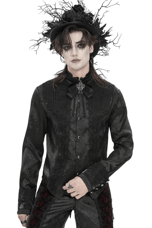 Gothic Brocade Tailcoat Shirt With Lace Details