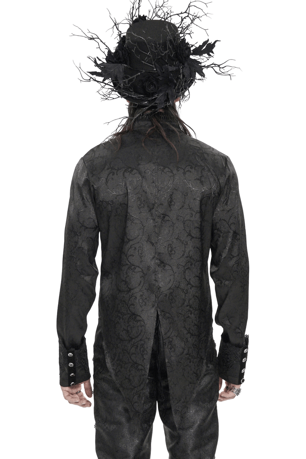 Gothic Brocade Tailcoat Shirt With Lace Details