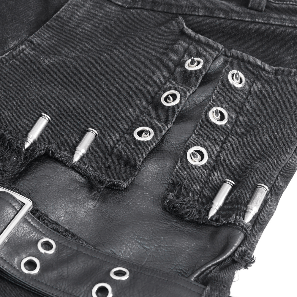 Gothic Buckle and Chain Flared Jeans for Edgy Style