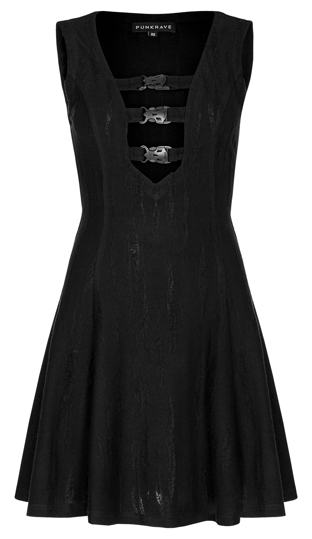 Gothic Buckle Front Dress – Velvet Lace-Up Detail - HARD'N'HEAVY
