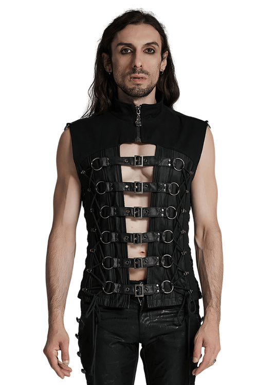 Gilet à bretelles style gothique avec design lacé au dos