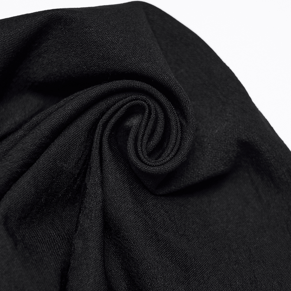 Gothic Buckle Waist Skinny Jacquard Denim Pants fabric detail showing black jacquard texture and softness.