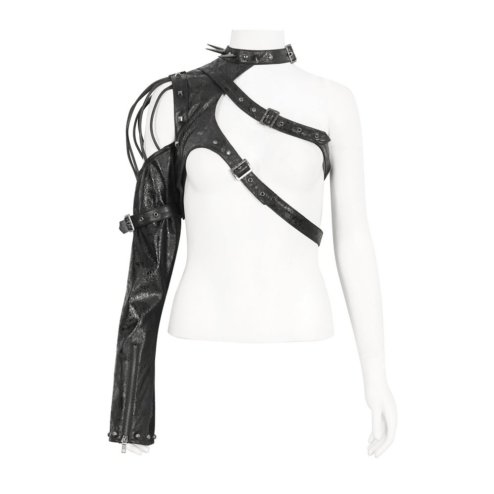 Gothic Buckled One Shoulder Accessory for Bold Outfits