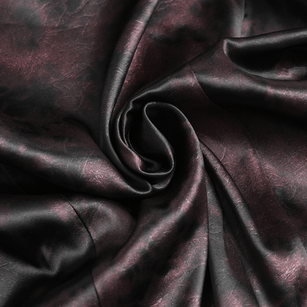 Gothic Burgundy Lace Button Shirt with Puff Sleeves