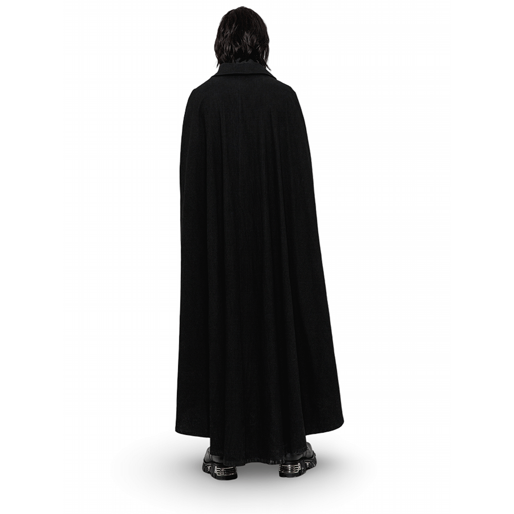 Gothic Buttoned Woolen Cloak with Metal Buckles - HARD'N'HEAVY