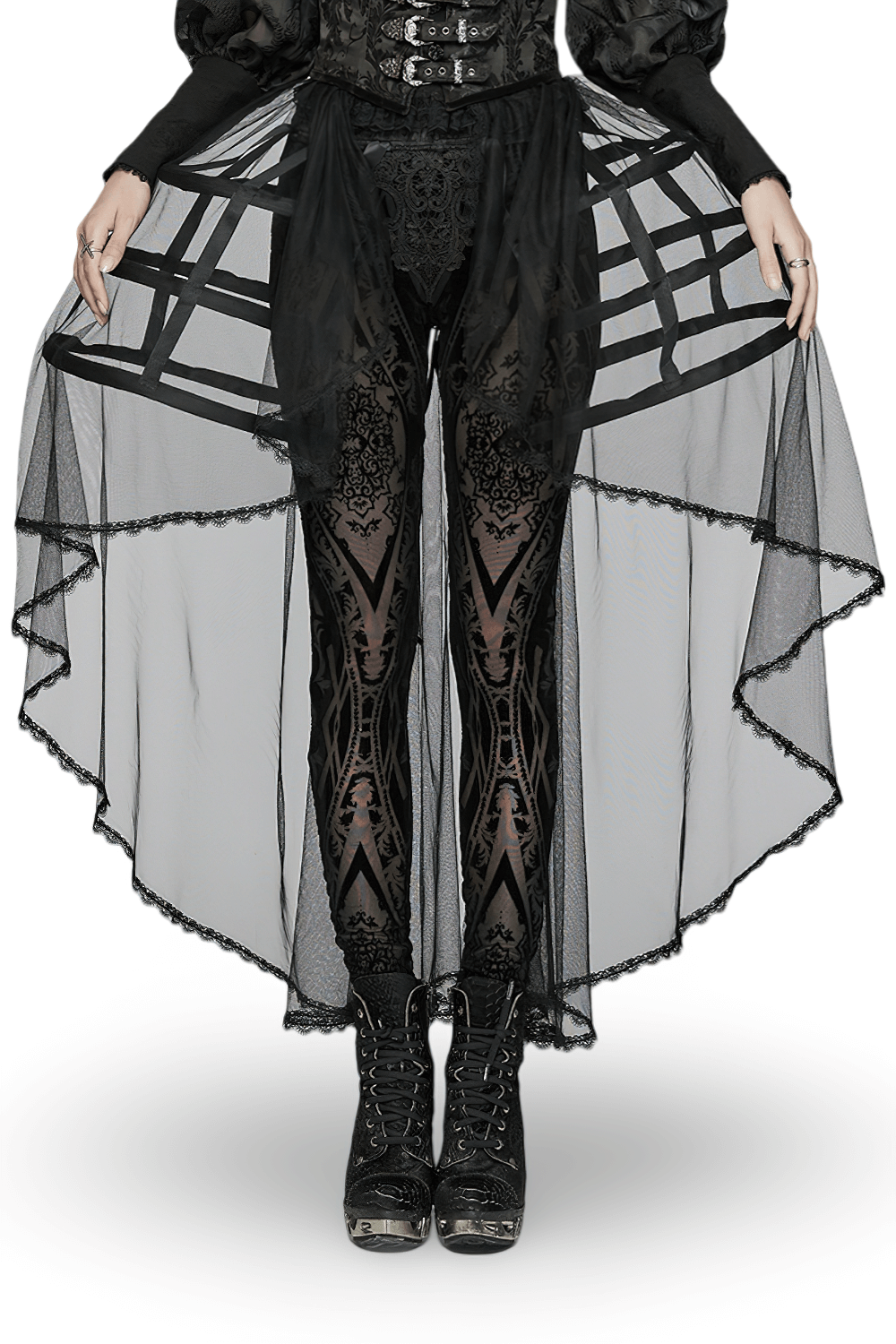 Gothic Cage Skirt with Adjustable Drawstring Waist