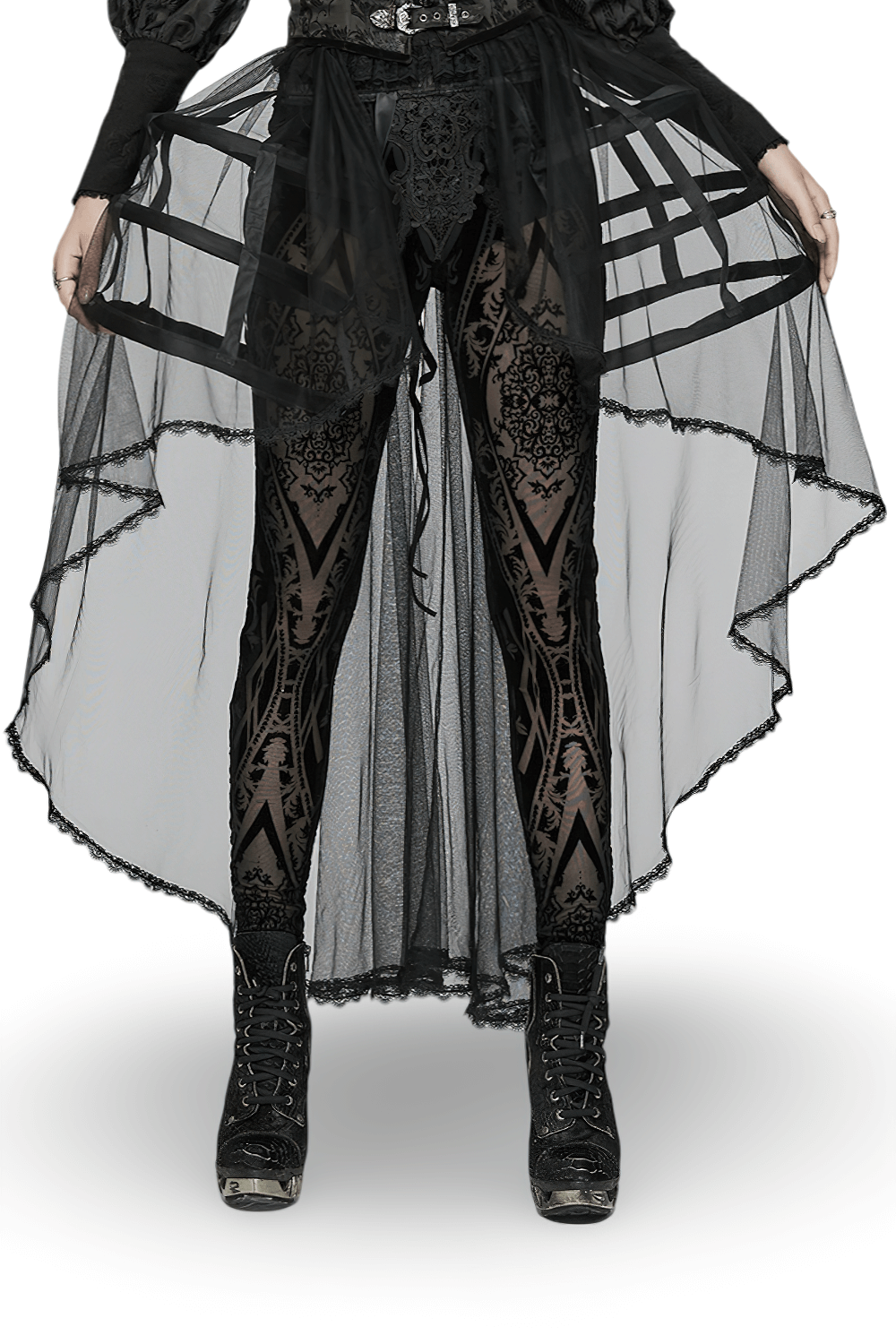 Gothic Cage Skirt with Adjustable Drawstring Waist