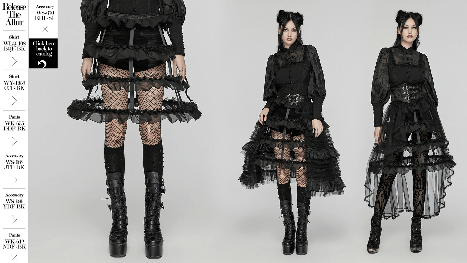 Gothic Cage Skirt with Ruffled Lace and Satin Trim